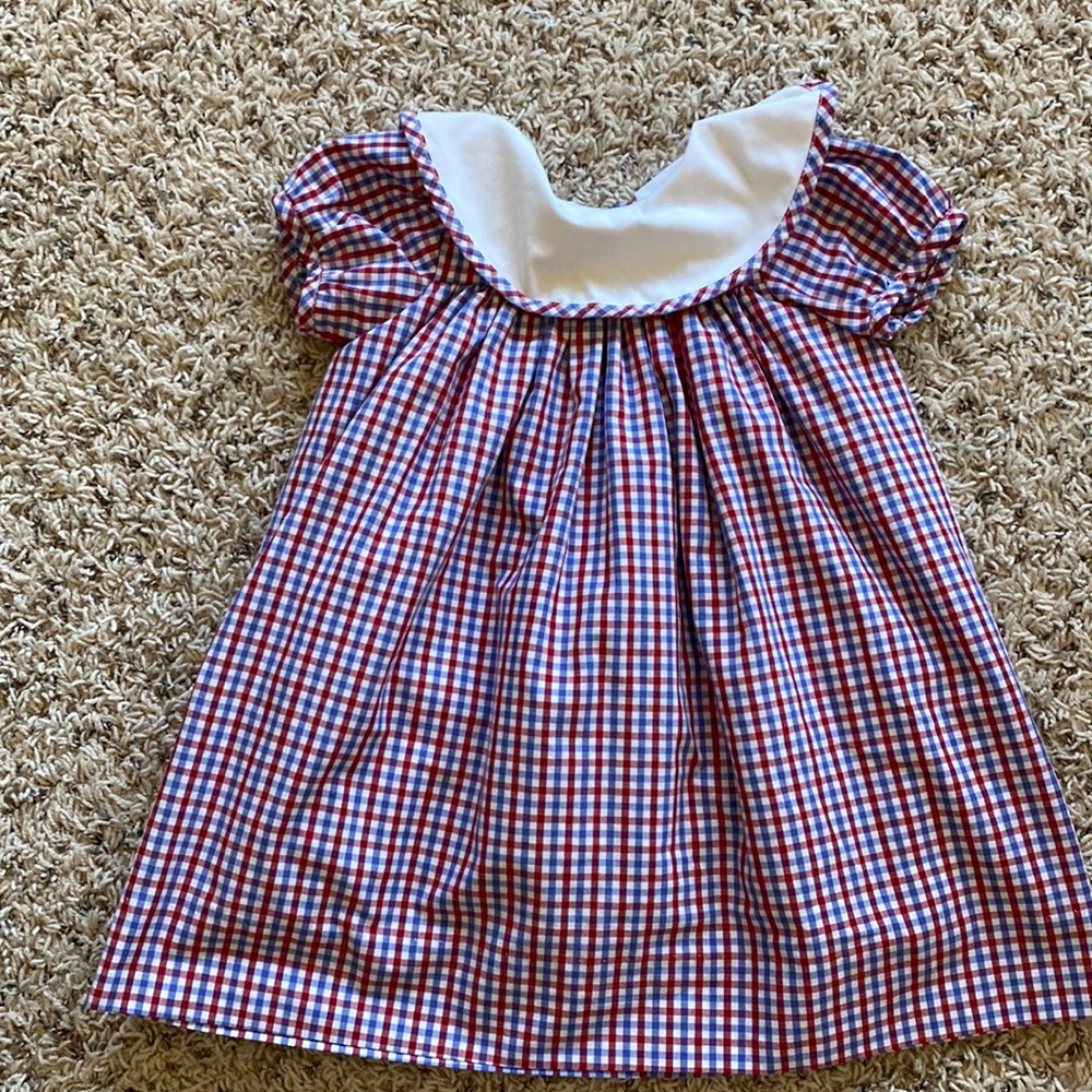 White collared gingham dress